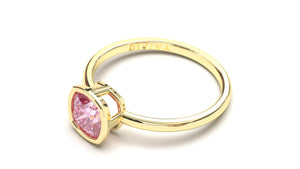 Vintage Style Ring with Cushion Cut Pink Sapphire in Bezel Setting | Heritage Retro VII