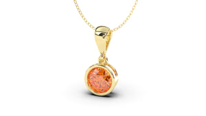 Vintage Style Pendant with Round Cut Orange Sapphire in Bezel Setting | Heritage Retro VIII