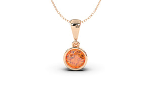 Vintage Style Pendant with Round Cut Orange Sapphire in Bezel Setting | Heritage Retro VIII