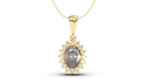 Vintage Style Pendant with Oval Cut Smoky Quartz Complimented by White Round Diamonds | Heritage Retro IX