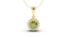 Load image into Gallery viewer, Vintage Style Pendant with Round Green Peridot and Round White Diamonds  | Heritage Retro X

