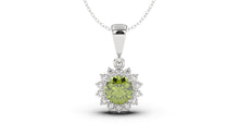 Load image into Gallery viewer, Vintage Style Pendant with Round Green Peridot and Round White Diamonds  | Heritage Retro X
