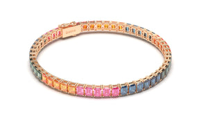 Tennis Bracelet with Octagon Multi-Color Sapphires | Kaleidoscope Jazzy III
