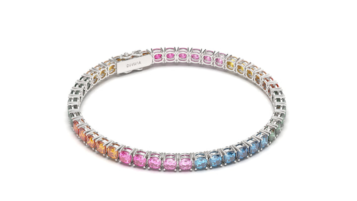 Tennis Bracelet with Cushion Multi-Color Sapphires | Kaleidoscope Jazzy II