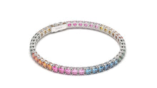 Load image into Gallery viewer, Tennis Bracelet with Cushion Multi-Color Sapphires | Kaleidoscope Jazzy II
