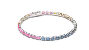 Tennis Bracelet with Oval Multi-Color Sapphires | Kaleidoscope Jazzy IV