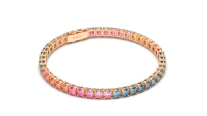 Tennis Bracelet with Cushion Multi-Color Sapphires | Kaleidoscope Jazzy II