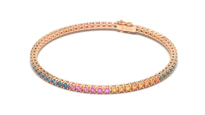 Tennis Bracelet with Round Multi-Color Sapphires | Kaleidoscope: Jazzy I