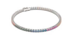 Tennis Bracelet with Round Multi-Color Sapphires | Kaleidoscope: Jazzy I