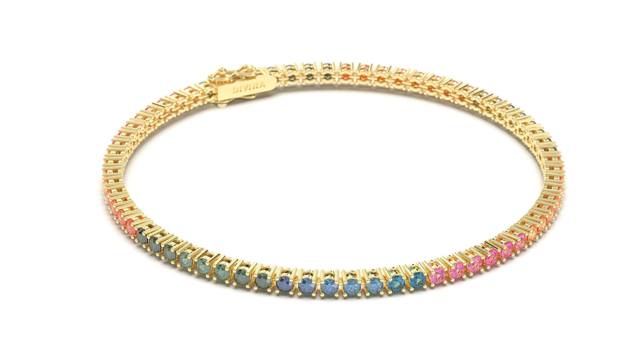 Tennis Bracelet with Round Multi-Color Sapphires | Kaleidoscope: Jazzy I