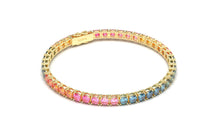 Load image into Gallery viewer, Tennis Bracelet with Cushion Multi-Color Sapphires | Kaleidoscope Jazzy II
