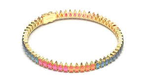Tennis Bracelet with Pearshape Multi-Color Sapphires | Kaleidoscope Jazzy V