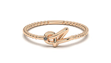 Load image into Gallery viewer, Braid Style Ring with Single Round Black Diamond | Knots Loop I

