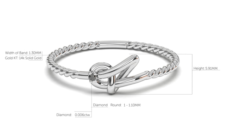 Braid Style Ring with Single Round Black Diamond | Knots Loop I