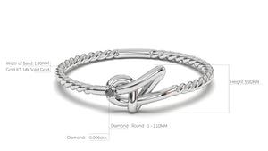 Braid Style Ring with Single Round Black Diamond | Knots Loop I