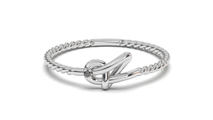 Braid Style Ring with Single Round Black Diamond | Knots Loop I