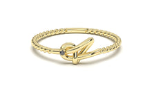 Load image into Gallery viewer, Braid Style Ring with Single Round Black Diamond | Knots Loop I

