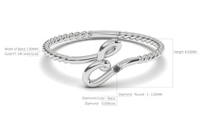Braid Style Ring with Single Round Black Diamond | Knots Loop II