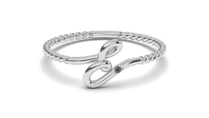 Braid Style Ring with Single Round Black Diamond | Knots Loop II