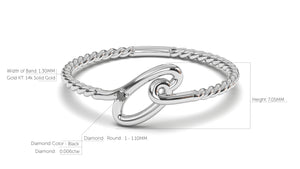 Braid Style Ring with Single Round Black Diamond | Knots Loop IV