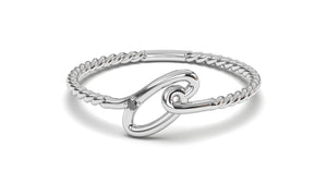 Braid Style Ring with Single Round Black Diamond | Knots Loop IV