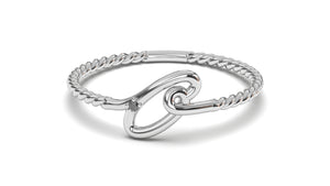 Braid Style Ring with Single Round Black Diamond | Knots Loop IV
