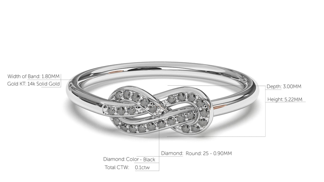 Braid Style Ring Encrusted with Round Black Diamonds | Knots Twist I