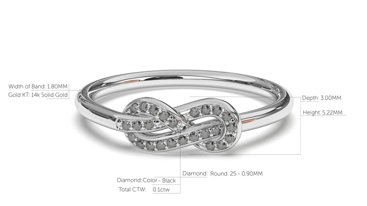 Braid Style Ring Encrusted with Round Black Diamonds | Knots Twist I