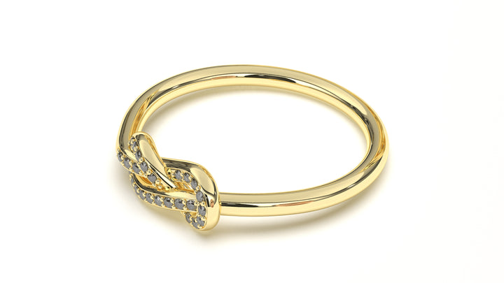 Braid Style Ring Encrusted with Round Black Diamonds | Knots Twist I
