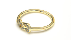 Braid Style Ring Encrusted with Round Black Diamonds | Knots Twist I