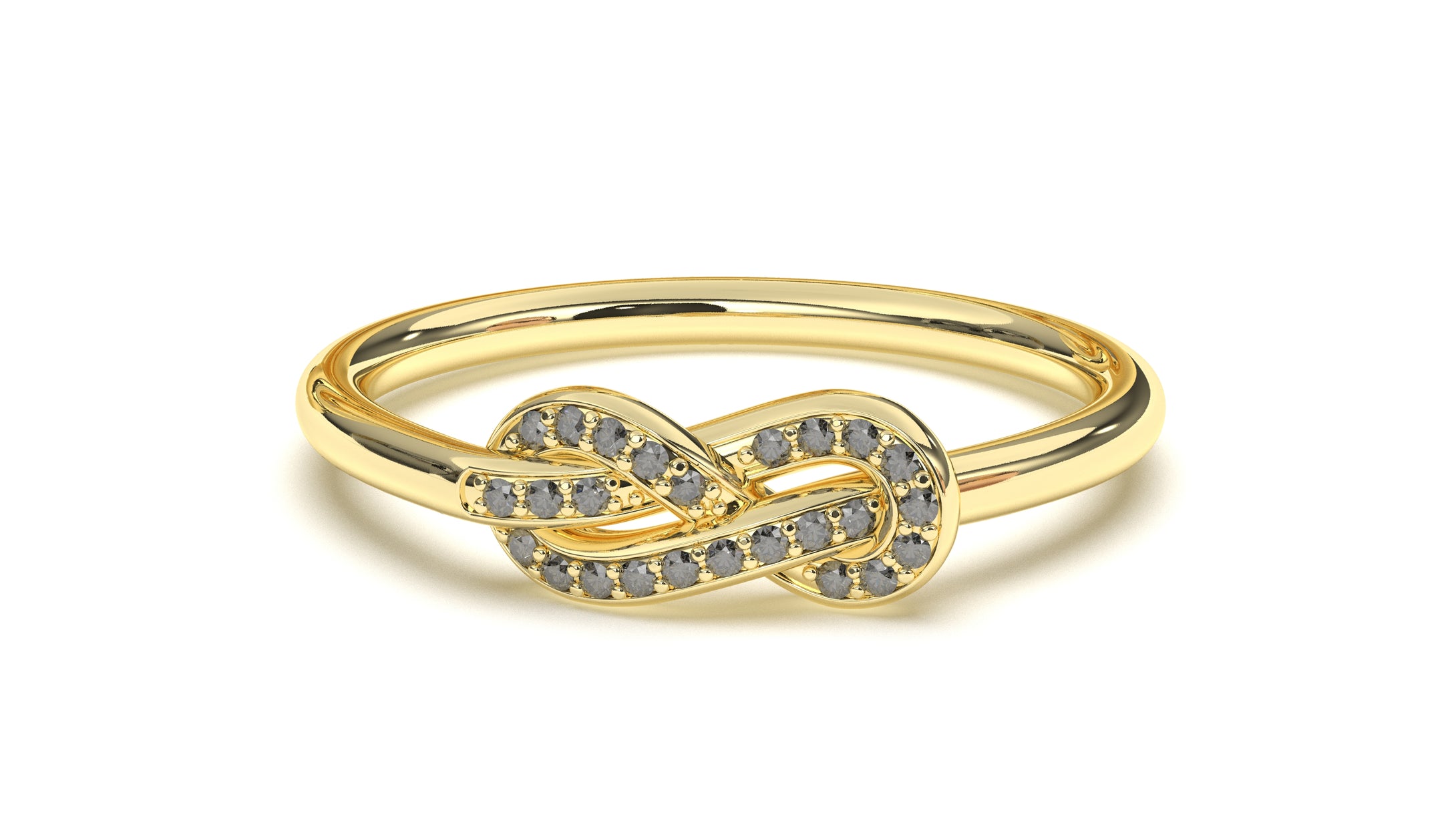 Braid Style Ring Encrusted with Round Black Diamonds | Knots Twist I
