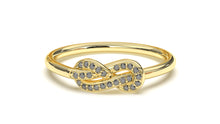 Load image into Gallery viewer, Braid Style Ring Encrusted with Round Black Diamonds | Knots Twist I
