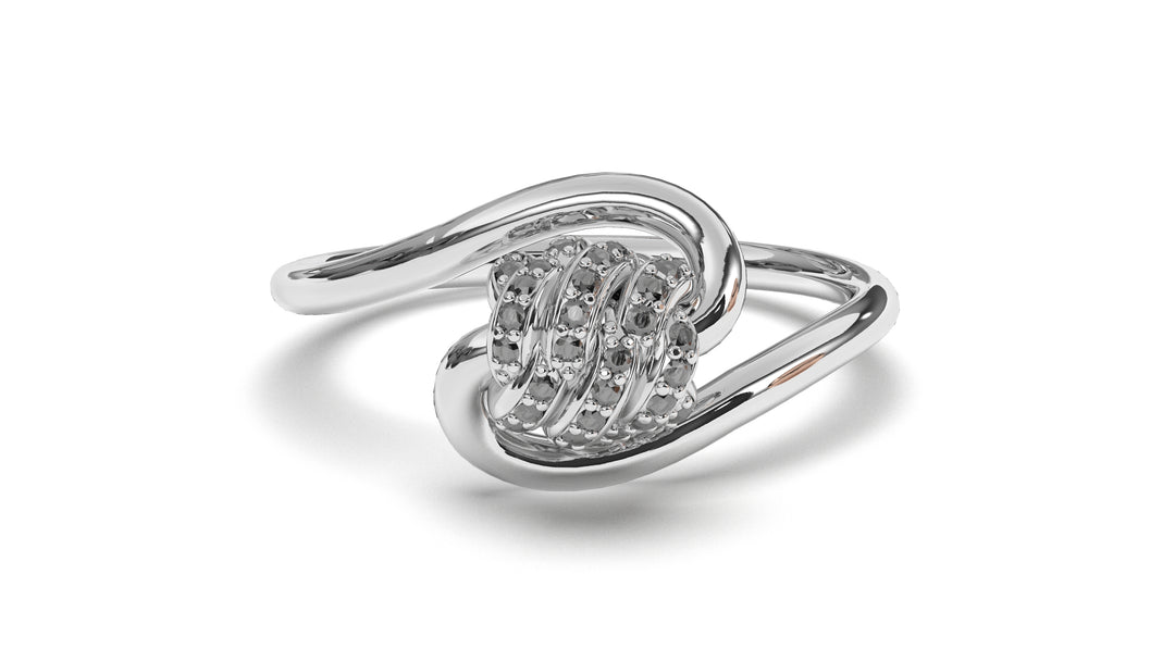 Braid Style Ring Encrusted with Round Black Diamonds | Knots Twist II