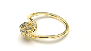 Braid Style Ring Encrusted with Round Black Diamonds | Knots Twist II