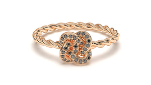 Braid Style Ring Encrusted with Round Black Diamonds | Knots Twist III
