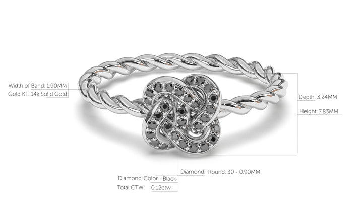 Braid Style Ring Encrusted with Round Black Diamonds | Knots Twist III