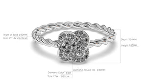 Braid Style Ring Encrusted with Round Black Diamonds | Knots Twist III