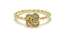 Load image into Gallery viewer, Braid Style Ring Encrusted with Round Black Diamonds | Knots Twist III
