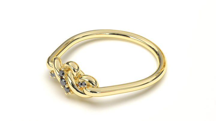 Braid Style Ring Encrusted with Round Black Diamonds | Knots Twist V