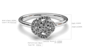 Braid Style Ring Encrusted with Round Black Diamonds | Knots Twist VI