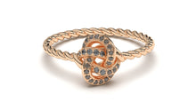 Load image into Gallery viewer, Braid Style Ring Set with Round Black Diamonds | Knots Twist VII
