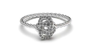 Braid Style Ring Set with Round Black Diamonds | Knots Twist VII