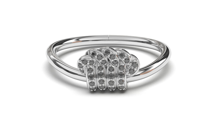 Ring with Round Black Diamonds Set in a Twist | Knots Twist VIII