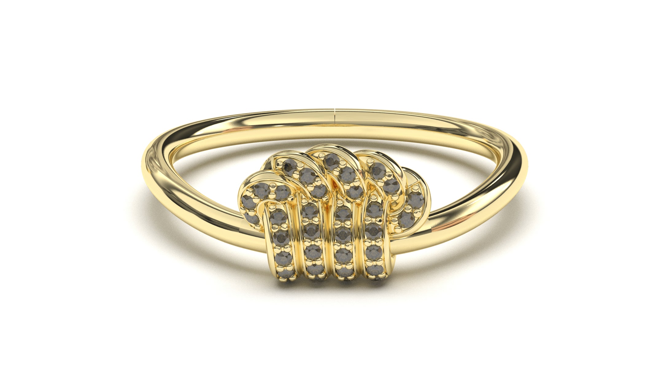Ring with Round Black Diamonds Set in a Twist | Knots Twist VIII