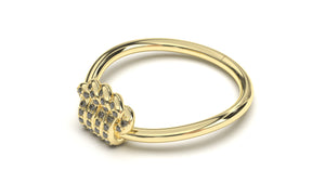 Ring with Round Black Diamonds Set in a Twist | Knots Twist VIII