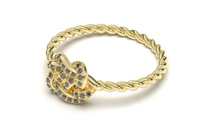 Braid Style Ring Set with Round Black Diamonds | Knots Twist IX