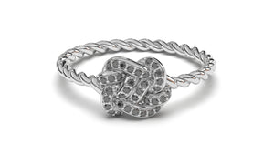 Braid Style Ring Set with Round Black Diamonds | Knots Twist IX