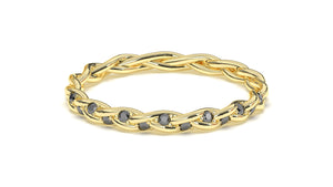 Braid Style Ring Encrusted with Round Black Diamonds | Knots Twist X