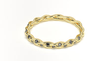 Load image into Gallery viewer, Braid Style Ring Encrusted with Round Black Diamonds | Knots Twist X
