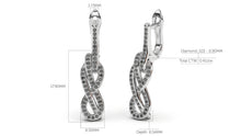 Load image into Gallery viewer, Braid Style Earrings Encrusted with Round Black Diamonds | Knots Twist I
